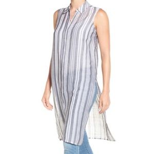 Two by Vince Camuto Striped Sheer Sleeveless Tunic